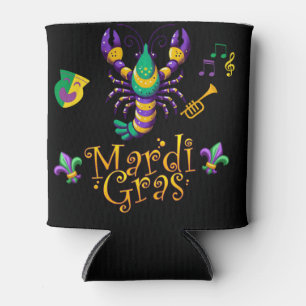 Porta-lata Lagostim/trombeta/máscara/flor de lis Mardi Gras