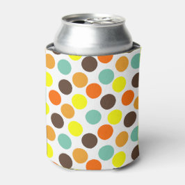 Porta-lata Laranja, Amarelo, Marrom, Pontos Azuis
