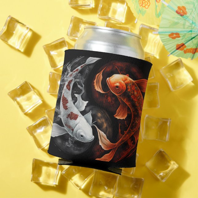 Porta-lata Laranja E Branco Sortudo Peixe Koi Arte Japão (Verão in situ)