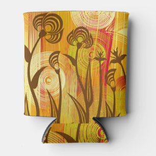 Porta-lata Laranja Floral: Padrão de Fundo Vibrante