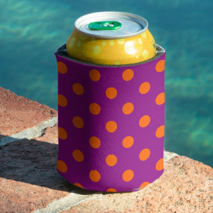 Porta-lata Laranja No Design De Padrão De Bolinhas Roxo