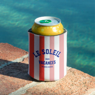 Porta-lata Le Soleil Vacances Riviera Cabana Stripe Francês