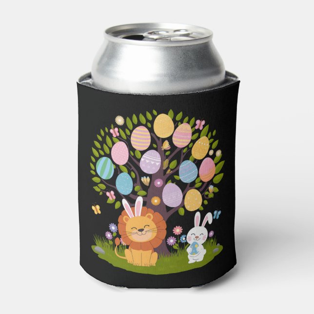 Porta-lata Leão Coelho Páscoa Árvore Caça Ovos Fofa (Can Front)