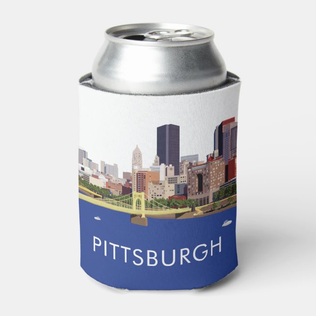 Porta-lata Legal Ilustração de Computador Skyline Pittsburgh (Can Front)