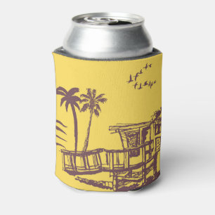 Porta-lata Legal Vintage Yellow Tropical Beach Sketch