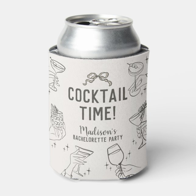 Porta-lata Lembrancinhas de Festa de Solteira Retrô Bege (Can Front)