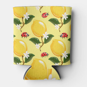 Porta-lata Lemon Ladybug: Padrão Amarelo Tropical.