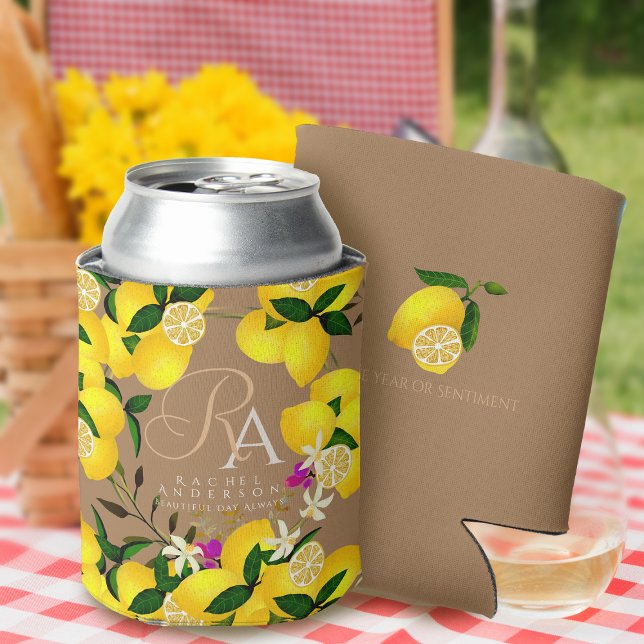 Porta-lata Lemon Monograma Brown (Lemon monogram brown can cooler for your friends or as a birthday ift.)