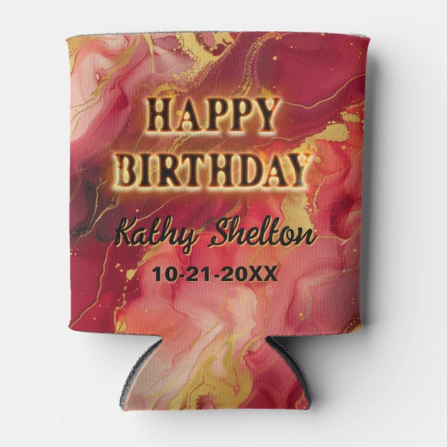 Porta-lata Lente, Vermelho Trendente e Dourado Coletor de Tin (Frente)