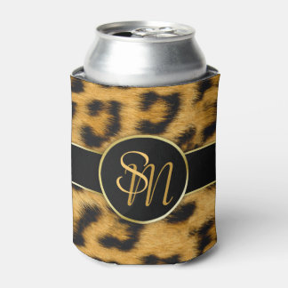 Porta-lata Leopard Imprime Monogramas Elegante - Pode Resfria
