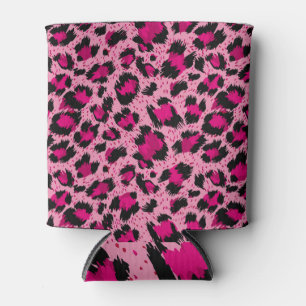 Porta-lata Leopardo rosa de luxo, padrão de safena.