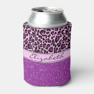 Porta-lata Leopardo Roxo Personalizado - Leopardo - Glitter d