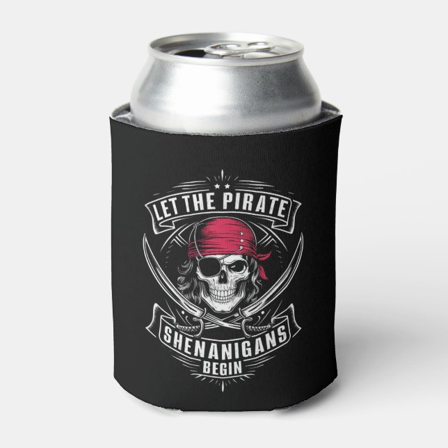 Porta-lata Let The Pirate Shenanigans Begin Halloween Skull (Can Front)