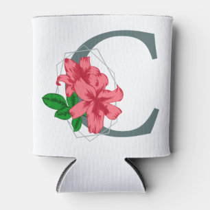 Porta-lata Letra maiúscula C monograma floral