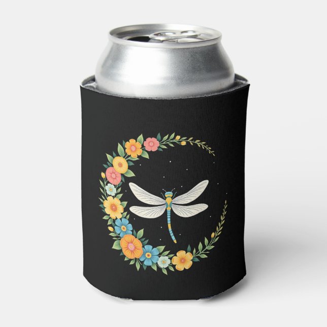 Porta-lata Libélula Boho Lua Crescente Símbolo de Paz Hippie  (Can Front)