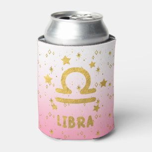 Porta-lata Libra Zodiac Rosa e Dourada latina