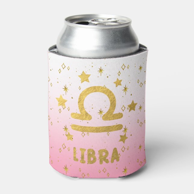 Porta-lata Libra Zodiac Rosa e Dourada latina (Can Front)