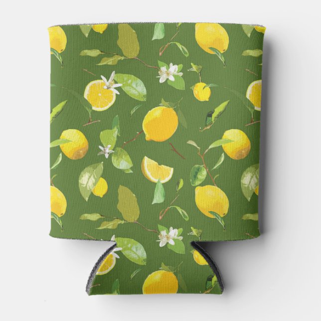 Porta-lata Limão de Aquarela e Folhas 5 (Frente)