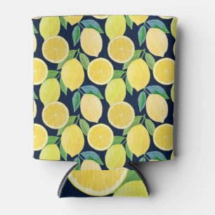 Porta-lata Limões de Aquarela: Ilustração de Padrão Fresco
