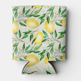 Porta-lata Limões de aquarela, padrão de fruta sem costura.