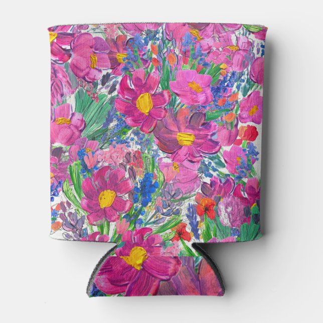 Porta-lata Lindas flores silvestres: Artista desenhada à mão. (Frente)