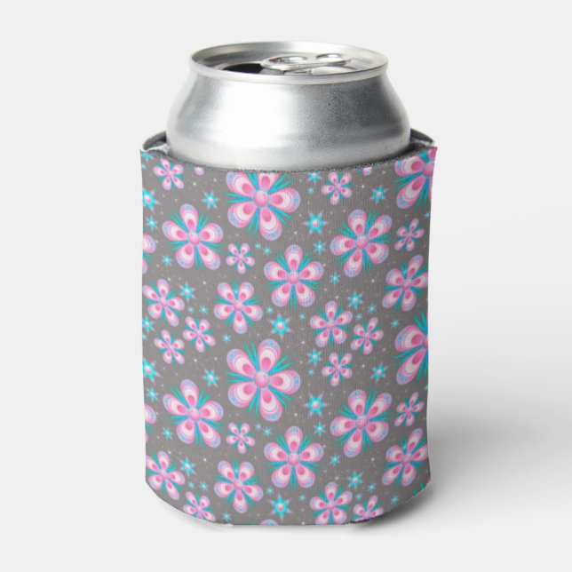 Porta-lata Lindo Floral Rosa e Cinza (Can Front)