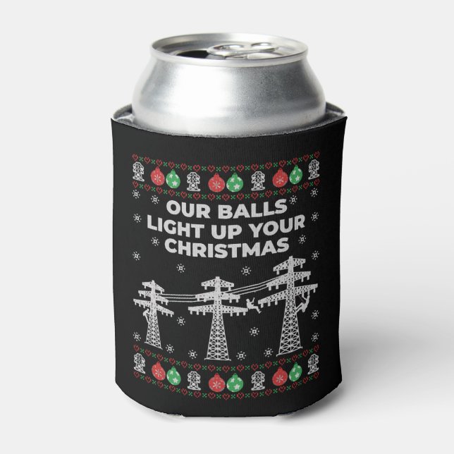 Porta-lata Lineman Natal Nossas Bolas Acendem (Can Front)