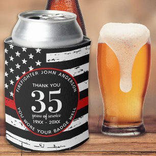 Porta-lata Linha Vermelha Fina Personalizada do Bombeiro