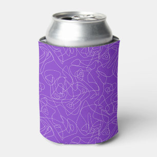 Porta-lata linhas curvas abstratas brancas em um fundo roxo