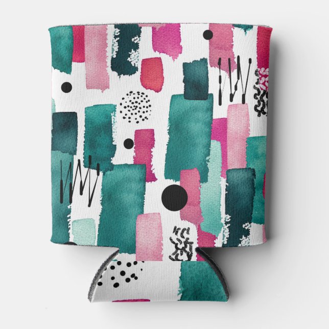 Porta-lata Linhas de água cor-de-rosa e verde. (Frente)