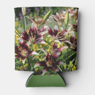 Porta-lata Lírios asiáticos do creme de Borgonha,