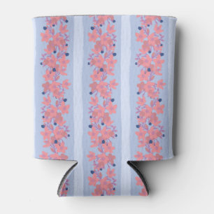Porta-lata Listra Floral da Hacienda (Salmon/Periwinkle)