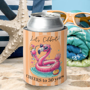 Porta-lata Listras de festa de aniversário de verão Flamingo 