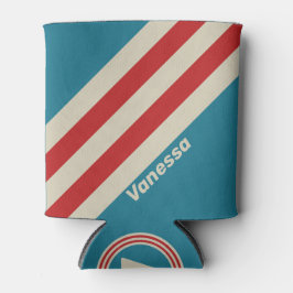 Porta-lata Listras de Surf Retro Aqua com Nome