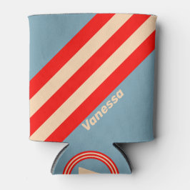 Porta-lata Listras do Horizonte do Oceano Retro com Nome