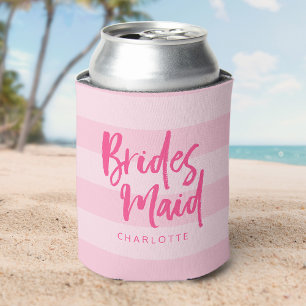 Porta-lata Listras formais do rosa do nome da dama de honra