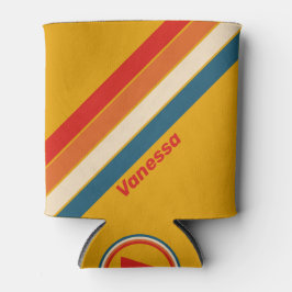 Porta-lata Listras Mostarda Retro com Nome