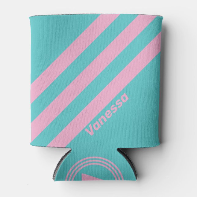 Porta-lata Listras Retro da South Beach com Nome (Frente)