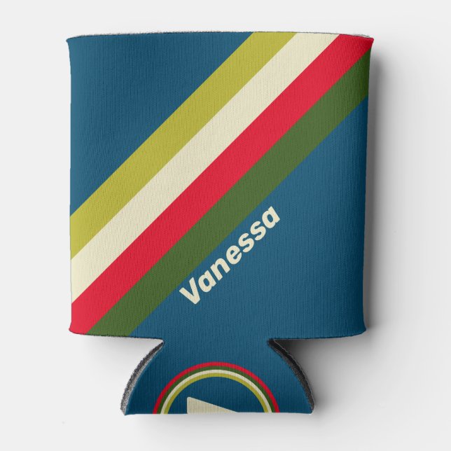 Porta-lata Listras Retrô de Rugby com Nome (Frente)