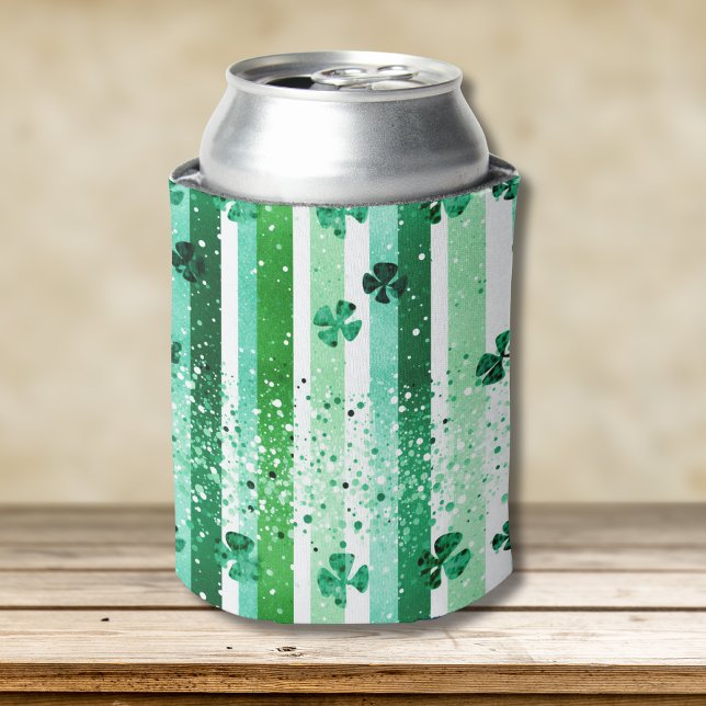 Porta-lata Listras Verticais Brancas Verde Clássicas com Trev (Criador carregado)