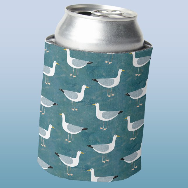 Porta-lata Litoral de Seagull (Seagulls coastal can cooler for your beach house)