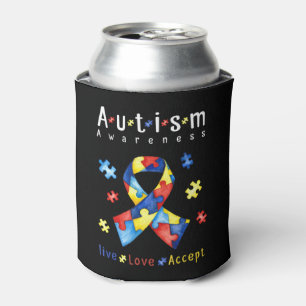 Porta-lata Live, Love, Accept, Autismo Sensibilização, Auti