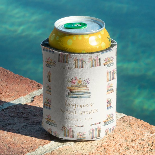 Porta-lata Livros de Flores Silvestres Chá de Bebê/ Chá de No (Wildflower Books Bridal Shower Can Cooler by Painted Paperie
)