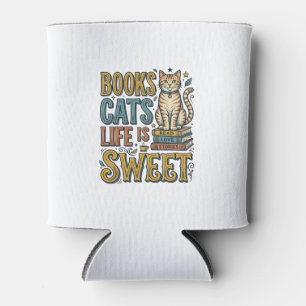 Porta-lata Livros Gatos A Vida É Doce Design Para Leitor de G