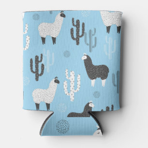 Porta-lata Llama e cacto, padrão fofo.