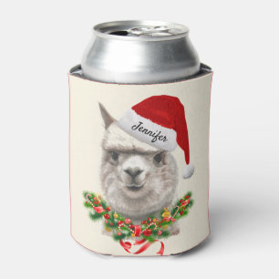 Porta-lata Llama Funny Natal Stoffer Santa Hat