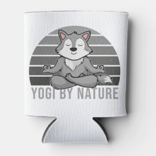 Porta-lata Lobo giro engraçado fazendo yoga. poses engraçadas