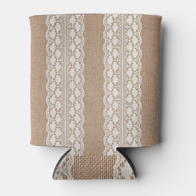 Porta-lata Local Esbranquiçado: Textura Em Burlap (Frente)