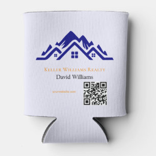 Porta-lata logotipo personalizado branco e dourado de imóveis