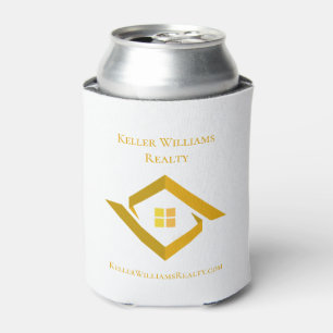Porta-lata Logotipo personalizado branco e dourado de imóveis